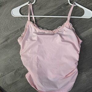 pink lace tank top